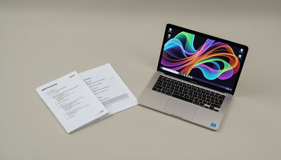 A desk at night with a laptop showing a frame-by-frame GIF timeline, a paper notebook listing loop counts and palette entries, and a warm desk lamp lighting the keyboard from the left.