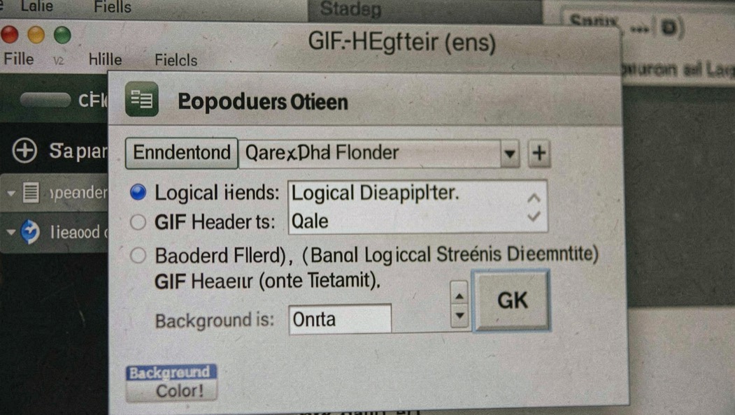 Understand encoder options and GIF header fields: representative view of logical screen descriptor with background color nearby